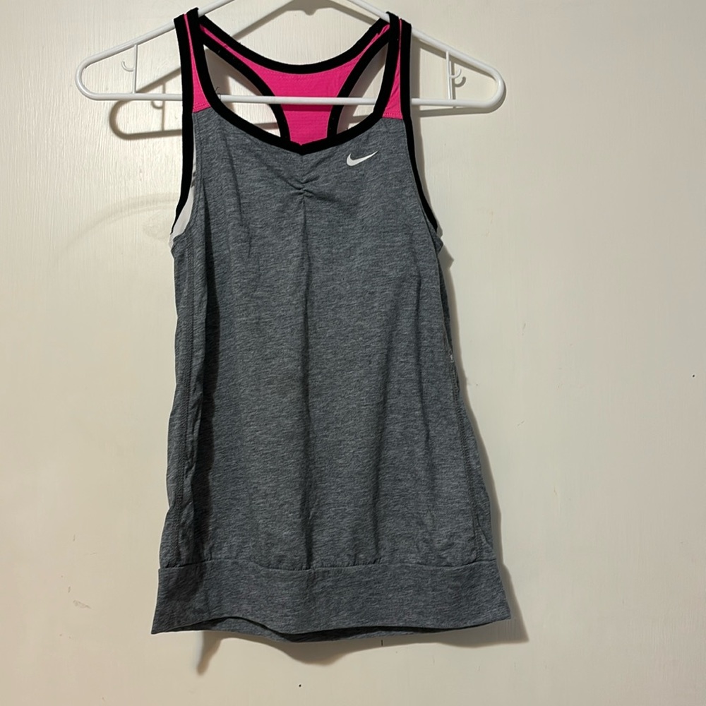 NIKE- Girls athletic tank top, built in training bra, size L